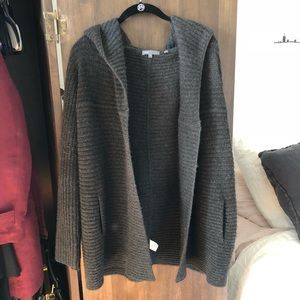 Vince Grey Hooded Open Cardigan size S
